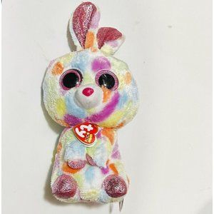 Easter Bunny Plush Stuffed Animal Bloomy Ty Beanie Boos 9 In Glitter Ears & Feet